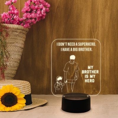 My Brother is My Hero Led Night Lamp Best Gift for Bhai | World Best Brother Gift